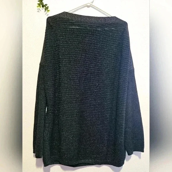 All Saints Elle Metallic Open Knit Jumper Black Long Sleeve Size  M/L - Picture 4 of 13